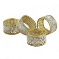Golden Vine Collection Elegance Set of 4 Gold Napkin Rings w/ Crystals